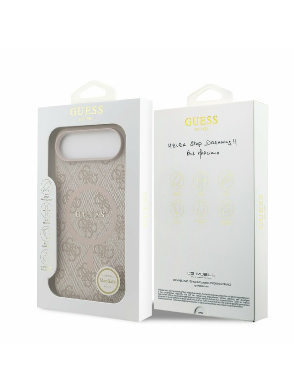 Guess Guess PU Leather 4G Colored Ring MagSafe Hátlap iPhone Air számára Rózsaszín