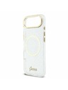 Guess Guess IML Glitter Script Pánt MagSafe Hátlap iPhone Air számára Átlátszó