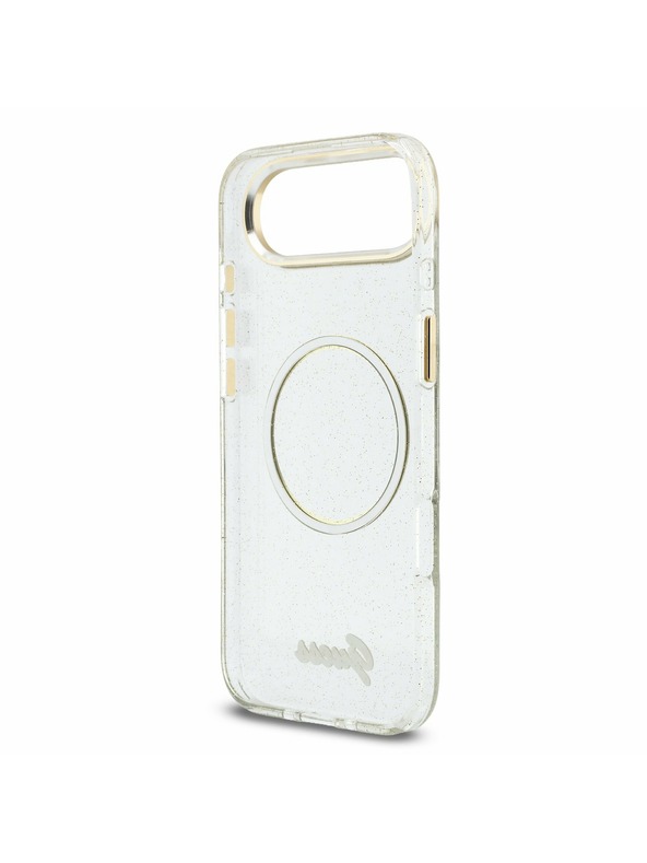 Guess Guess IML Glitter Script Pánt MagSafe Hátlap iPhone Air számára Átlátszó