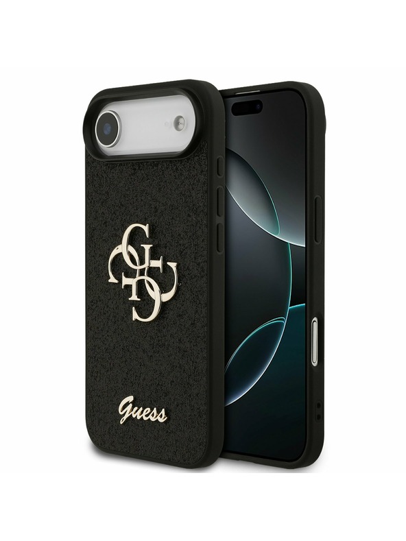 Guess Guess PU Fixed Glitter 4G Metal Logo Hátlap iPhone Air számára Fekete