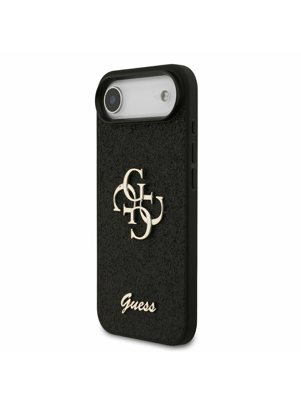 Guess Guess PU Fixed Glitter 4G Metal Logo Hátlap iPhone Air számára Fekete