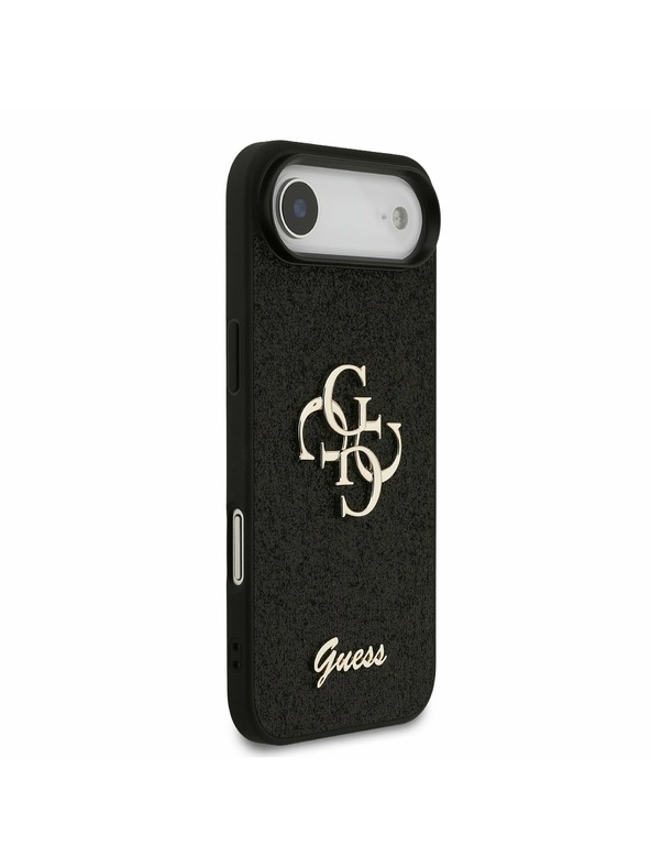 Guess Guess PU Fixed Glitter 4G Metal Logo Hátlap iPhone Air számára Fekete
