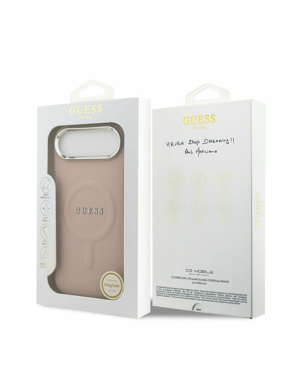 Guess Guess PU Saffiano MagSafe Hátlap iPhone Air számára Rózsaszín