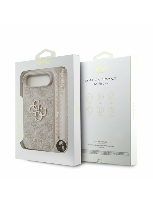 Guess Guess PU 4G Metal Logo Pánt Hátlap iPhone Air számára Rózsaszín