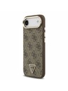 Guess Guess PU Leather 4G Strass Triangle Logo Gold Frame MagSafe Hátlap iPhone Air számára Barna