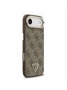 Guess Guess PU Leather 4G Strass Triangle Logo Gold Frame MagSafe Hátlap iPhone Air számára Barna