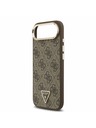 Guess Guess PU Leather 4G Strass Triangle Logo Gold Frame MagSafe Hátlap iPhone Air számára Barna