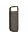 Guess Guess PU Leather 4G Strass Triangle Logo Gold Frame MagSafe Hátlap iPhone Air számára Barna