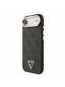 Guess Guess PU Leather 4G Strass Triangle Logo Gold Frame MagSafe Hátlap iPhone Air számára Fekete