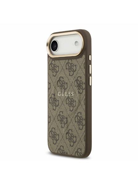 Guess Guess PU Leather 4G Gold Frame MagSafe Hátlap iPhone Air számára Barna