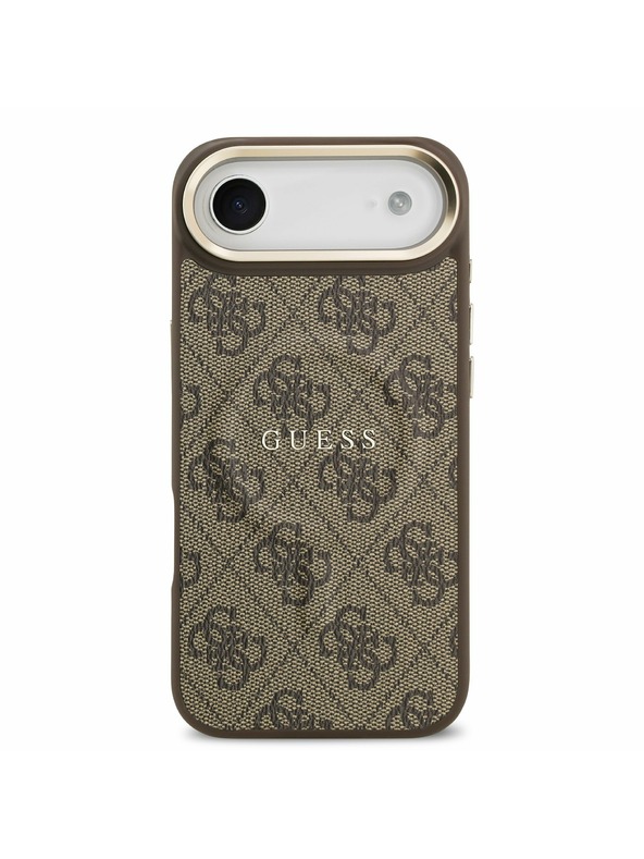 Guess Guess PU Leather 4G Gold Frame MagSafe Hátlap iPhone Air számára Barna