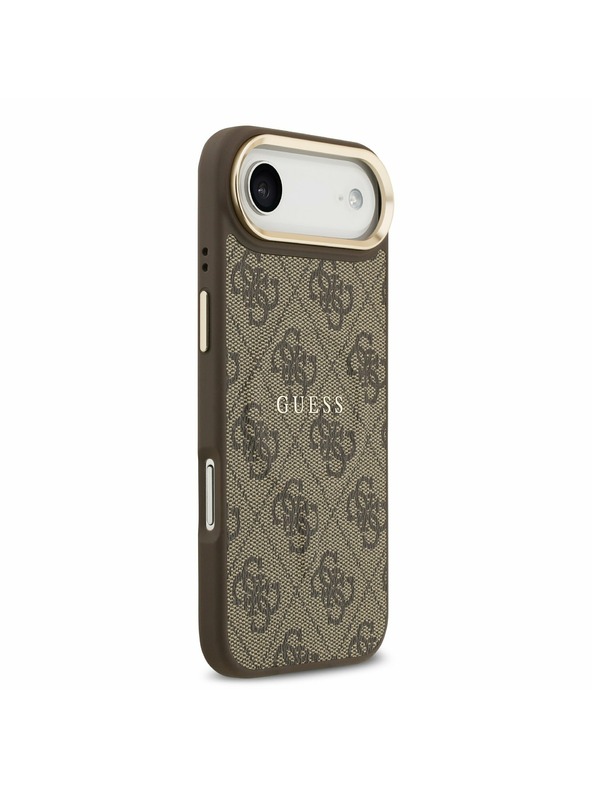 Guess Guess PU Leather 4G Gold Frame MagSafe Hátlap iPhone Air számára Barna