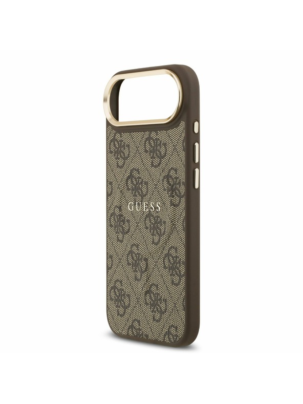 Guess Guess PU Leather 4G Gold Frame MagSafe Hátlap iPhone Air számára Barna