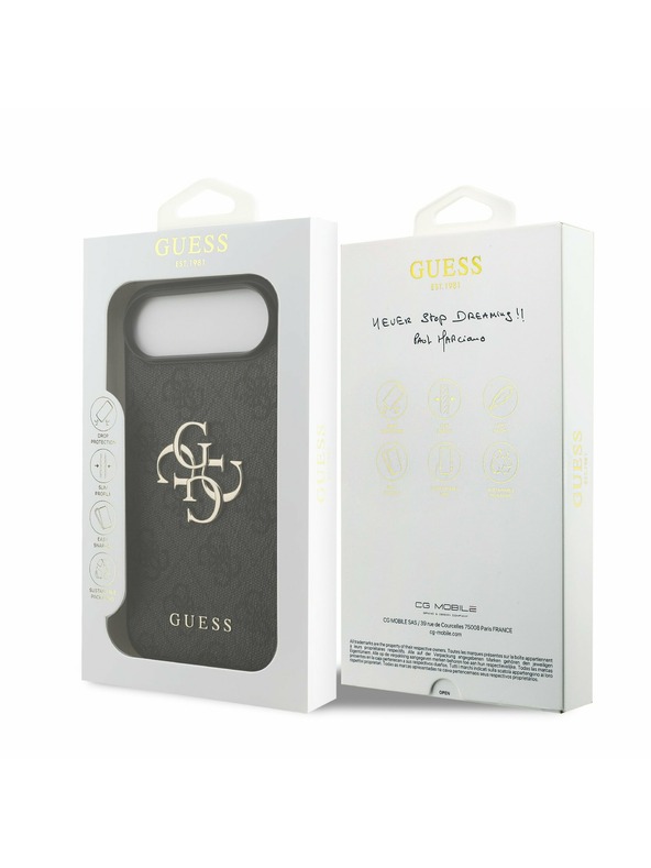 Guess Guess PU 4G Metal Logo Hátlap iPhone Air számára Szürke