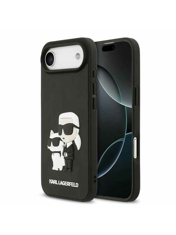 Karl Lagerfeld Karl Lagerfeld 3D Rubber Karl and Choupette Hátlap iPhone Air számára Fekete
