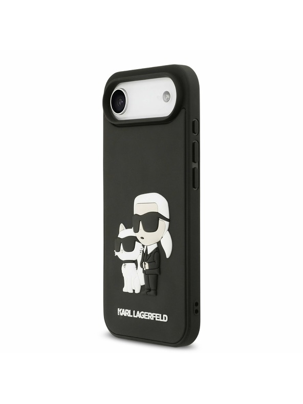 Karl Lagerfeld Karl Lagerfeld 3D Rubber Karl and Choupette Hátlap iPhone Air számára Fekete