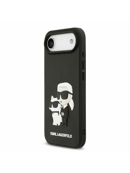 Karl Lagerfeld Karl Lagerfeld 3D Rubber Karl and Choupette Hátlap iPhone Air számára Fekete