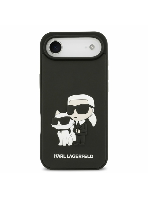 Karl Lagerfeld Karl Lagerfeld 3D Rubber Karl and Choupette Hátlap iPhone Air számára Fekete