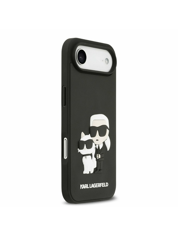 Karl Lagerfeld Karl Lagerfeld 3D Rubber Karl and Choupette Hátlap iPhone Air számára Fekete
