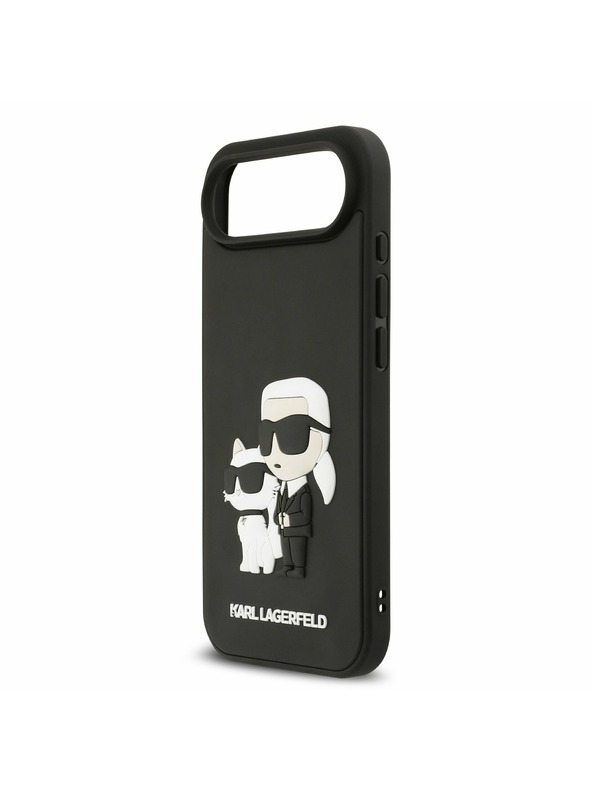 Karl Lagerfeld Karl Lagerfeld 3D Rubber Karl and Choupette Hátlap iPhone Air számára Fekete