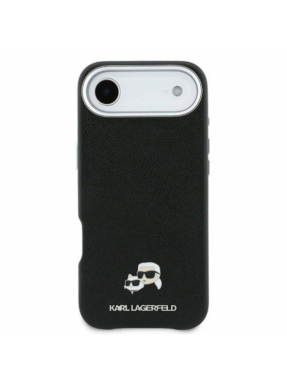 Karl Lagerfeld Karl Lagerfeld PU Karl and Choupette Heads Pins MagSafe Hátlap iPhone Air számára Fekete