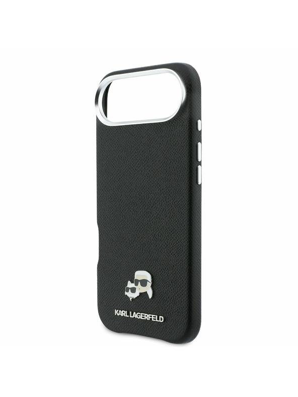 Karl Lagerfeld Karl Lagerfeld PU Karl and Choupette Heads Pins MagSafe Hátlap iPhone Air számára Fekete