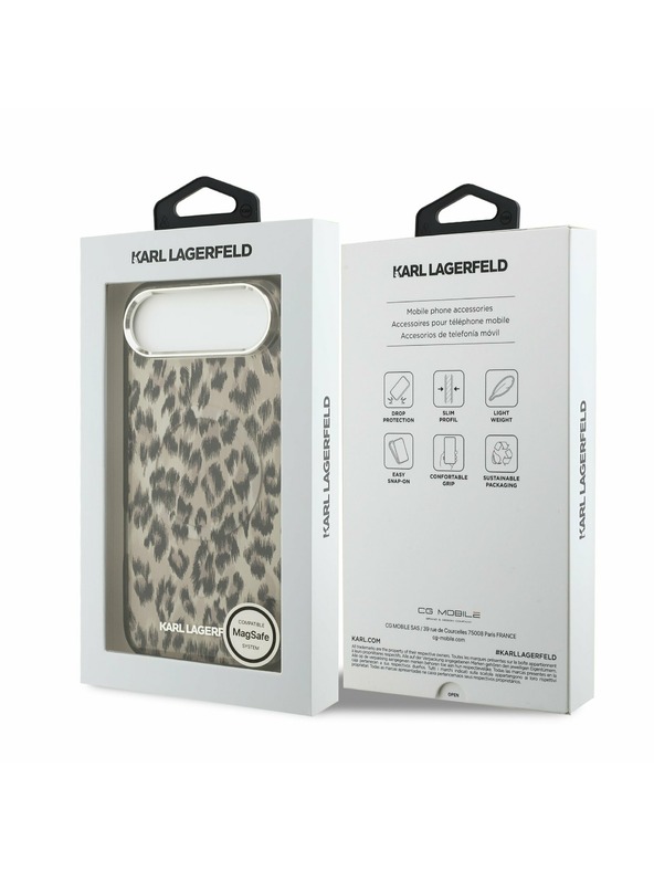 Karl Lagerfeld Karl Lagerfeld IML Leopard MagSafe Hátlap iPhone Air számára Barna