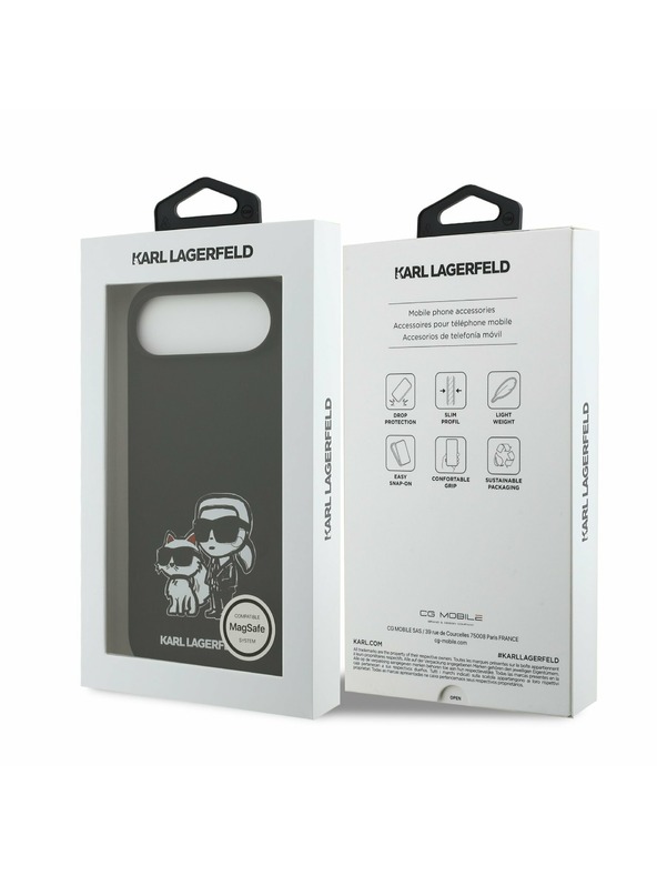 Karl Lagerfeld Karl Lagerfeld Liquid Silicone K&CH Sketch MagSafe Hátlap iPhone Air számára Fekete