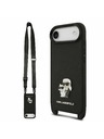 Karl Lagerfeld Karl Lagerfeld Saffiano Crossbody Pánt Metal Karl and Choupette Hátlap iPhone Air számára Fekete