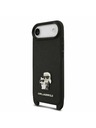 Karl Lagerfeld Karl Lagerfeld Saffiano Crossbody Pánt Metal Karl and Choupette Hátlap iPhone Air számára Fekete
