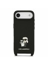Karl Lagerfeld Karl Lagerfeld Saffiano Crossbody Pánt Metal Karl and Choupette Hátlap iPhone Air számára Fekete