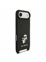 Karl Lagerfeld Karl Lagerfeld Saffiano Crossbody Pánt Metal Karl and Choupette Hátlap iPhone Air számára Fekete