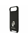 Karl Lagerfeld Karl Lagerfeld Saffiano Crossbody Pánt Metal Karl and Choupette Hátlap iPhone Air számára Fekete
