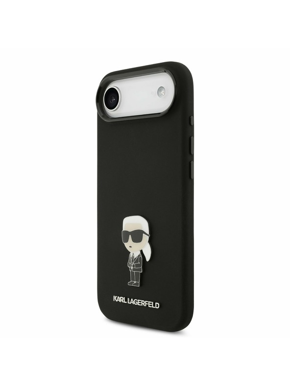 Karl Lagerfeld Karl Lagerfeld Liquid Silicone Metal Ikonik Hátlap iPhone Air számára Fekete