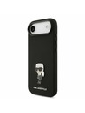 Karl Lagerfeld Karl Lagerfeld Liquid Silicone Metal Ikonik Hátlap iPhone Air számára Fekete