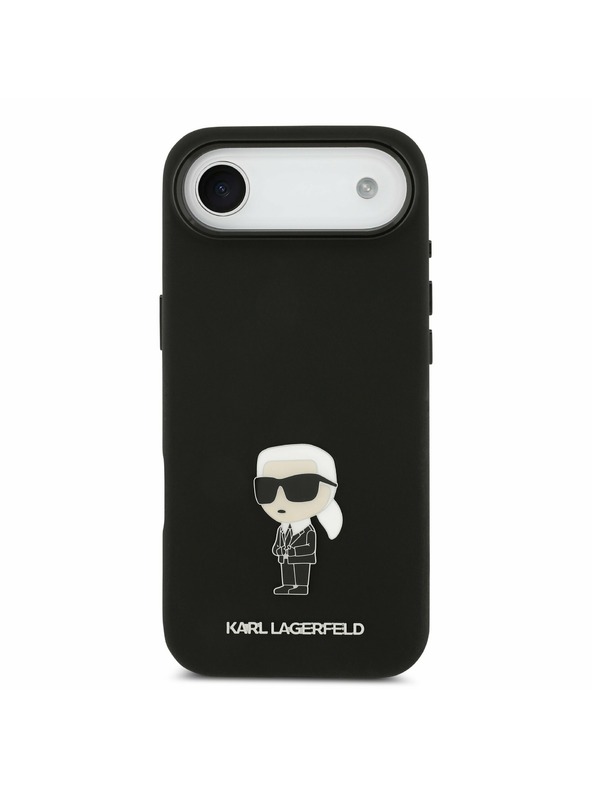 Karl Lagerfeld Karl Lagerfeld Liquid Silicone Metal Ikonik Hátlap iPhone Air számára Fekete