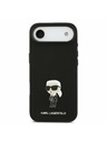 Karl Lagerfeld Karl Lagerfeld Liquid Silicone Metal Ikonik Hátlap iPhone Air számára Fekete