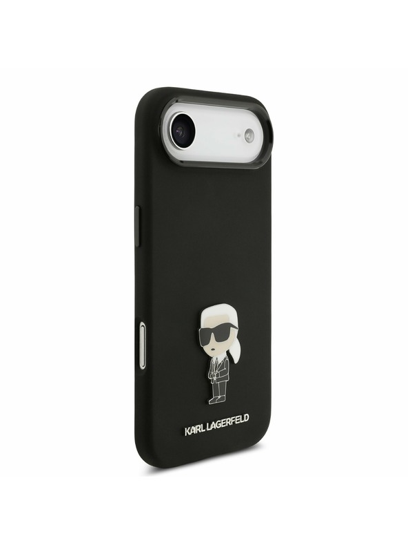 Karl Lagerfeld Karl Lagerfeld Liquid Silicone Metal Ikonik Hátlap iPhone Air számára Fekete