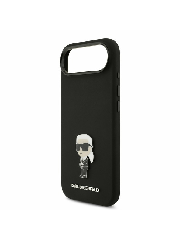 Karl Lagerfeld Karl Lagerfeld Liquid Silicone Metal Ikonik Hátlap iPhone Air számára Fekete