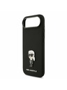 Karl Lagerfeld Karl Lagerfeld Liquid Silicone Metal Ikonik Hátlap iPhone Air számára Fekete