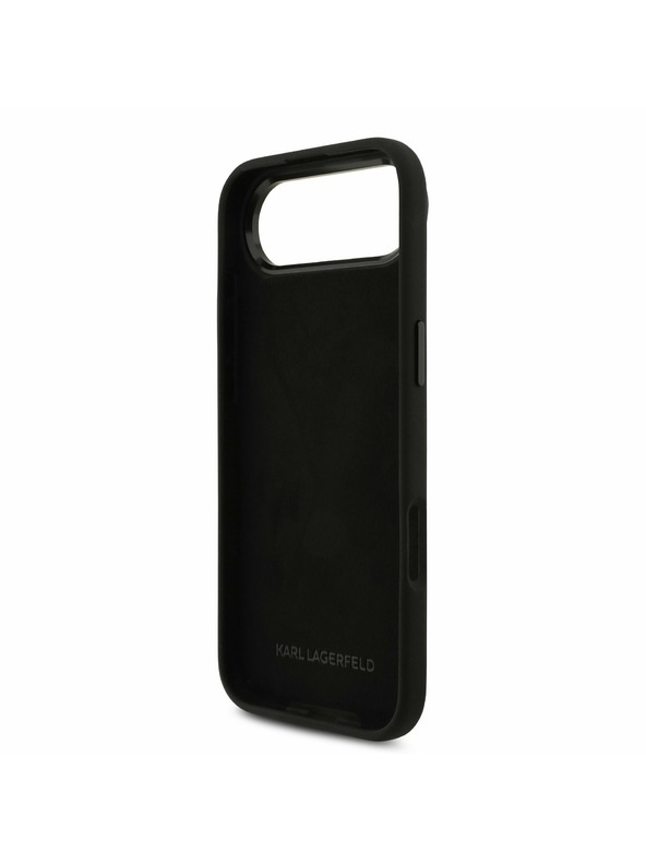 Karl Lagerfeld Karl Lagerfeld Liquid Silicone Metal Ikonik Hátlap iPhone Air számára Fekete
