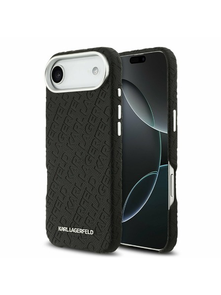 Karl Lagerfeld Karl Lagerfeld Grained PU Repeated Logo MagSafe Hátlap az iPhone Air-hez Black