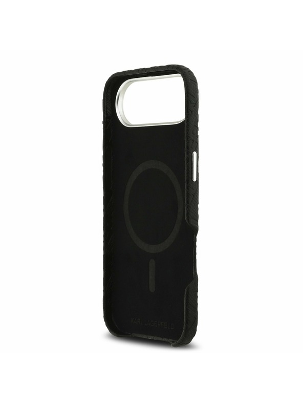 Karl Lagerfeld Karl Lagerfeld Grained PU Repeated Logo MagSafe Hátlap az iPhone Air-hez Black