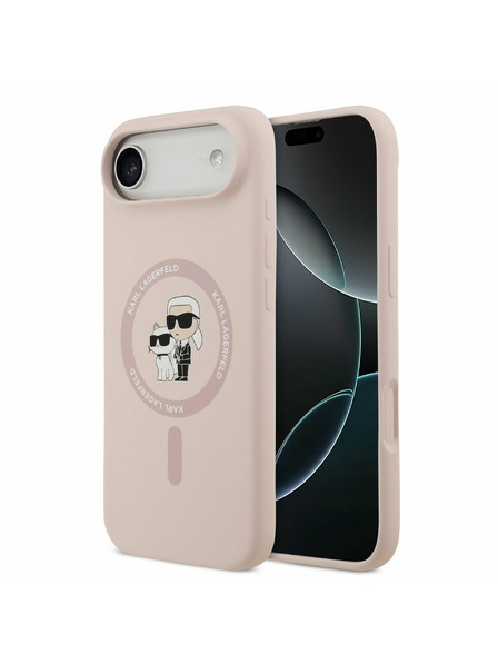 Karl Lagerfeld Karl Lagerfeld Liquid Silicone Karl and Choupette MagSafe Hátlap az iPhone Air-hez Pink