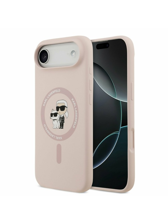 Karl Lagerfeld Karl Lagerfeld Liquid Silicone Karl and Choupette MagSafe Hátlap az iPhone Air-hez Pink