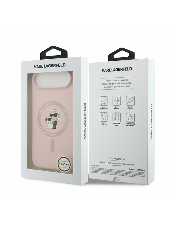 Karl Lagerfeld Karl Lagerfeld Liquid Silicone Karl and Choupette MagSafe Hátlap az iPhone Air-hez Pink