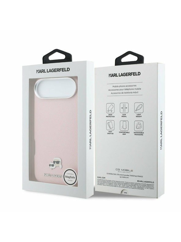 Karl Lagerfeld Karl Lagerfeld PU Karl and Choupette Heads Pins MagSafe Hátlap az iPhone Air-hez Pink