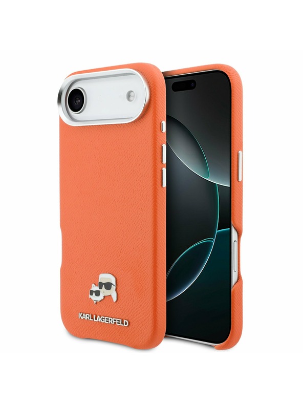 Karl Lagerfeld Karl Lagerfeld PU Karl and Choupette Heads Pins MagSafe Hátlap az iPhone Air-hez Orange