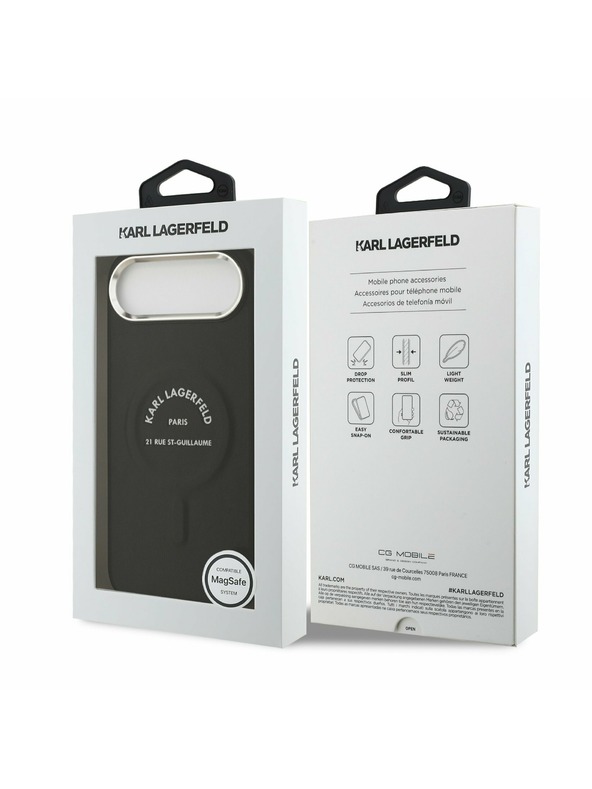 Karl Lagerfeld Karl Lagerfeld PU RSG Logo MagSafe Hátlap az iPhone Air-hez Black