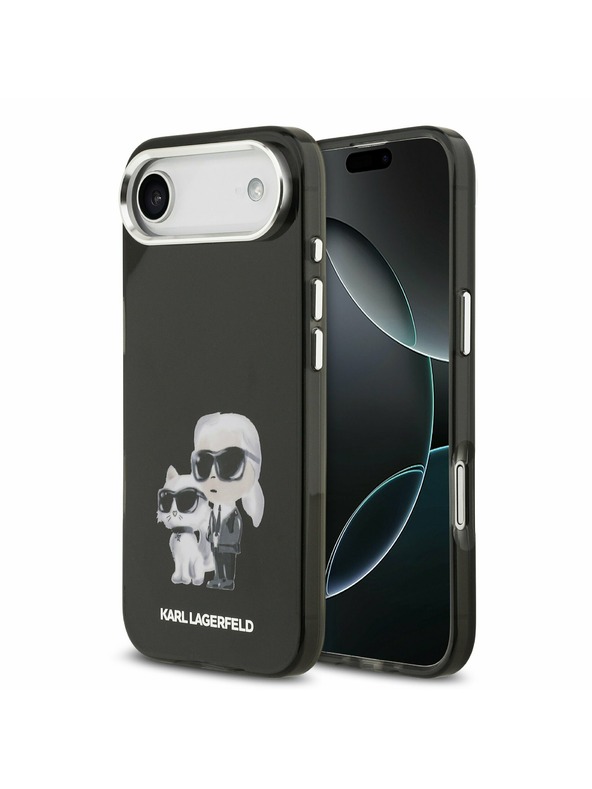 Karl Lagerfeld Karl Lagerfeld IML Aquarelle Karl and Choupette Hátlap az iPhone Air-hez Black